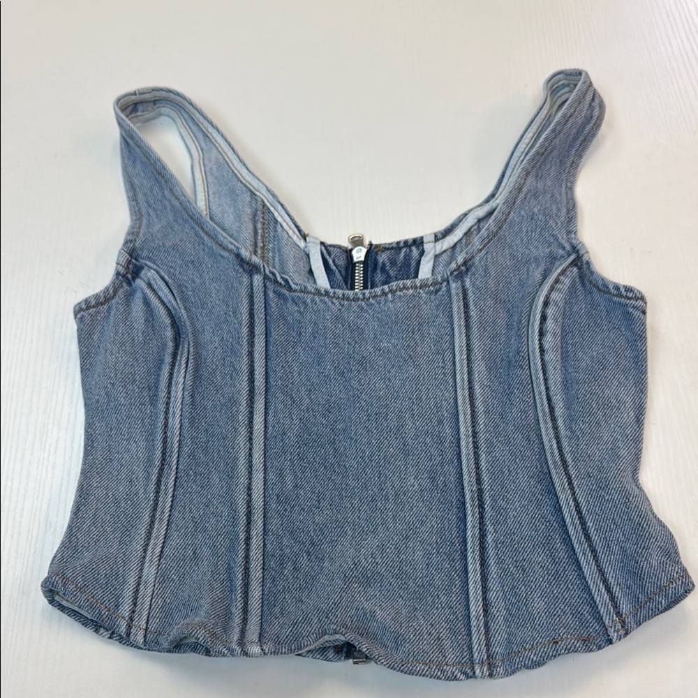 WeWoreWhat Blue Bustier Bodysuit Tank Top